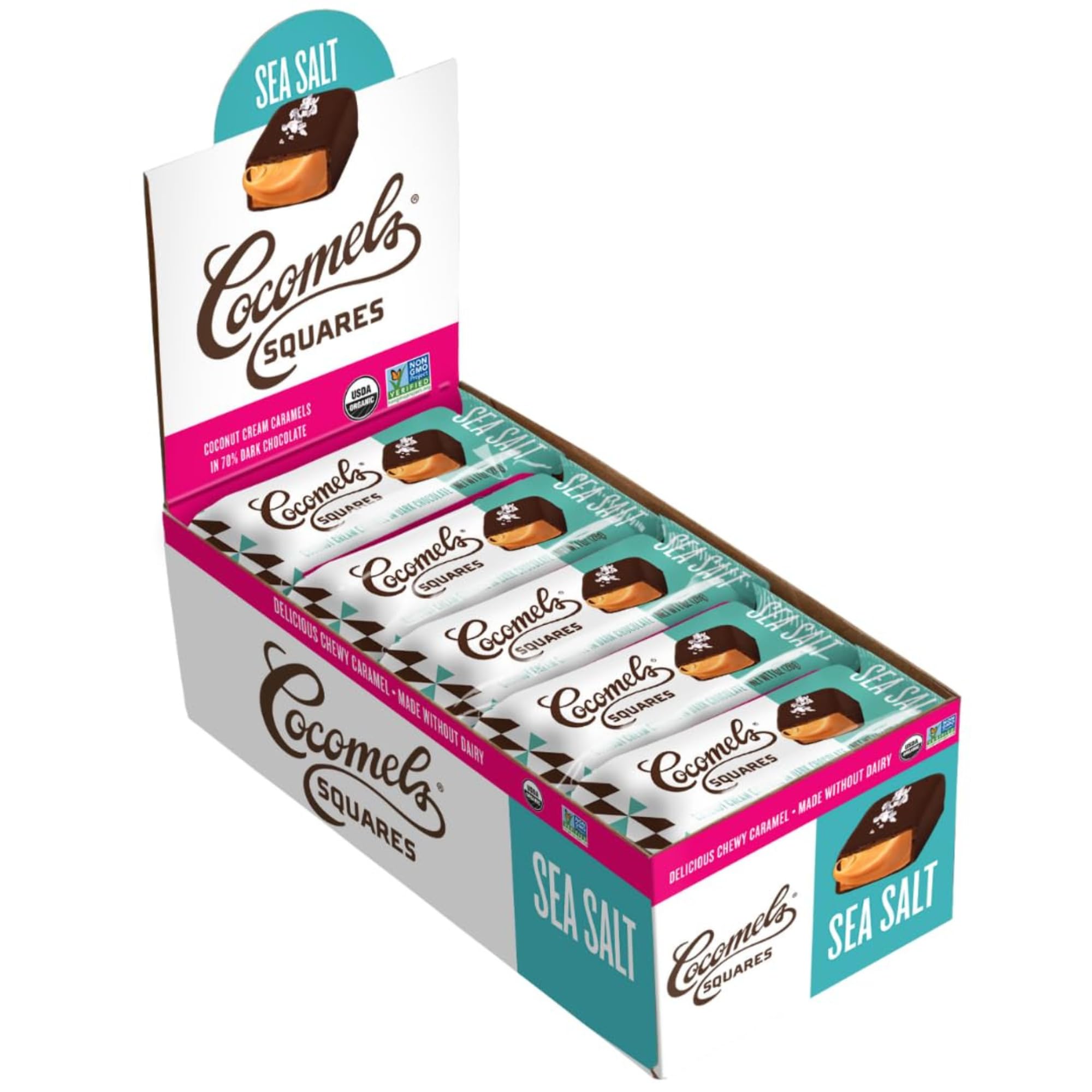 Product image of Cocomels Chocolate-covered Coconut Milk Caramels Sea Salt Organic Dairy-Free 1 oz 1 oz Pack of 15